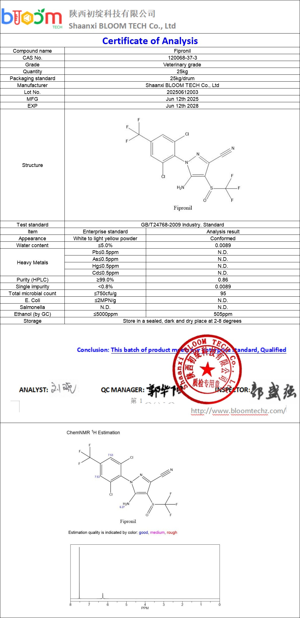 Fipronil Solution | Shaanxi BLOOM Tech Co., Ltd Fipronil Solution | Shaanxi BLOOM Tech Co., Ltd